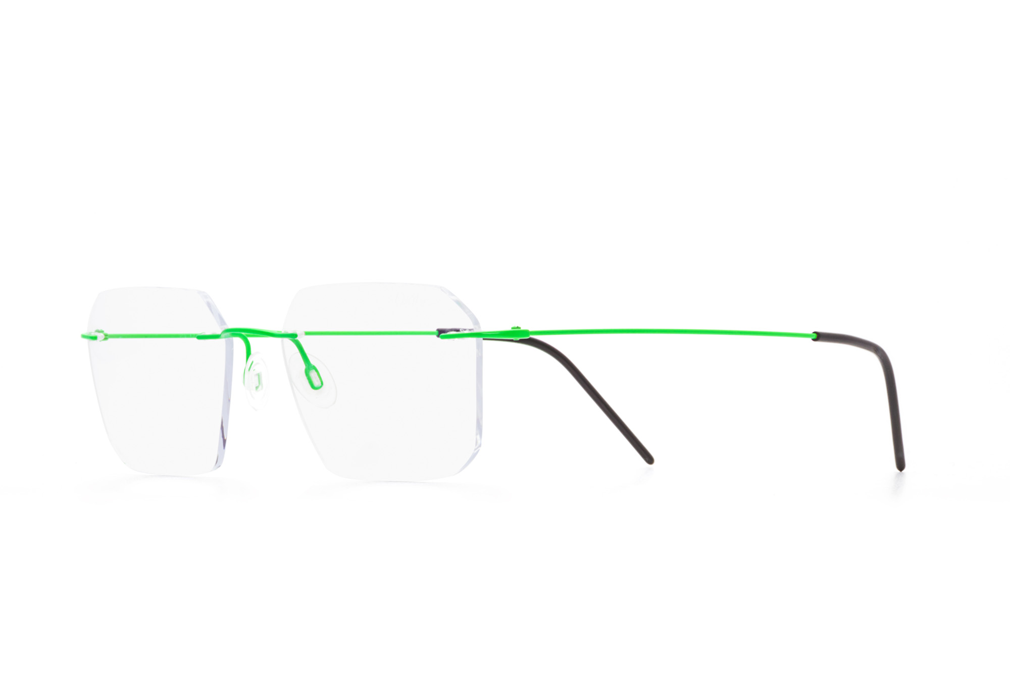 Oxibis Zef ZP7C12 53 orta ekartman neon yeşil renkli altıgen ve dikdörtgen model çerçevesiz numaralı unisex optik gözlük çerçevesi