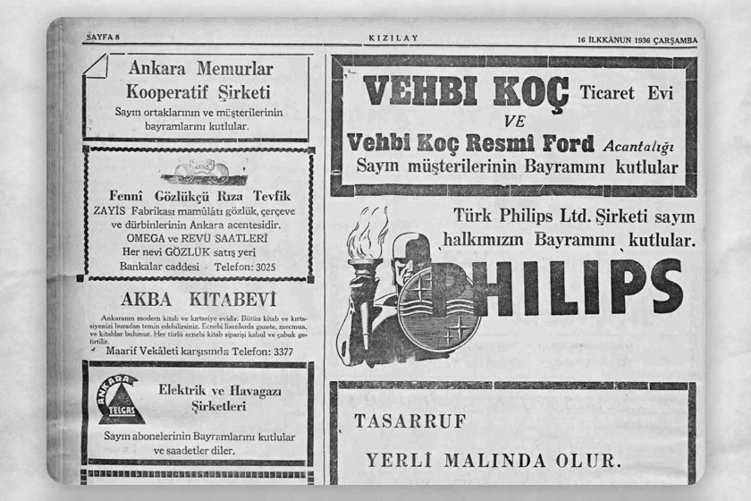 1936 Tarihli Fenni Gözlükçü Rıza Tevfik Reklamı